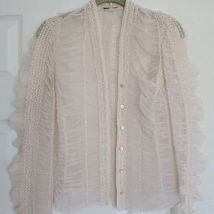Armand Ventilo Nude Cream Mesh Cardigan Sz 40